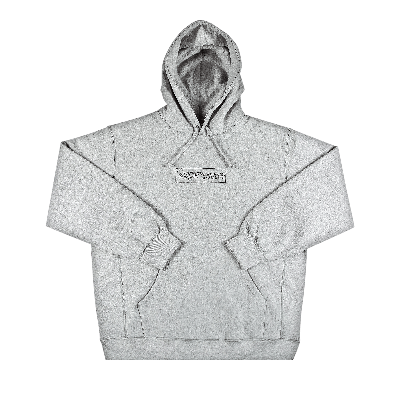 Pre-owned Supreme X Kaws Chalk Logo Hooded Sweatshirt 'heather Grey'