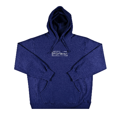 Pre-owned Supreme X Kaws Chalk Logo Hooded Sweatshirt 'washed Navy' In Blue
