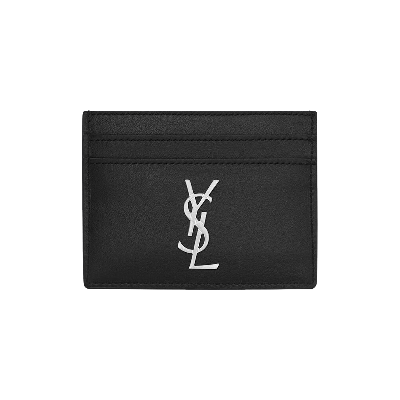 Pre-owned Saint Laurent Logo Monogram Card Holder 'black'
