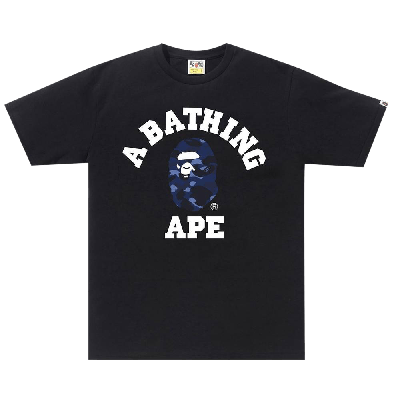 Pre-owned Bape Color Camo College Tee 'black/navy'