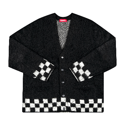 Pre-owned Supreme Brushed Checkerboard Cardigan 'black'