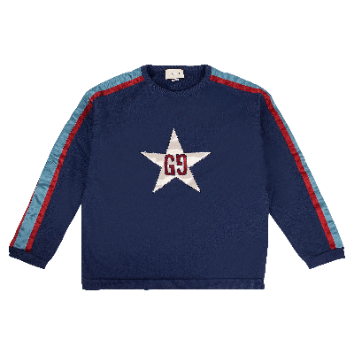 Pre-owned Gucci Gg Star Design Crewneck Sweatshirt 'blue'