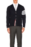 Thom Browne V-neck Cardigan In Fine Merino Wool With Distinctive Stripes