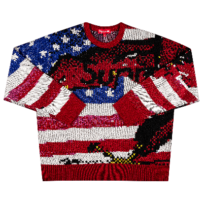 Pre-owned Supreme Digital Flag Sweater 'red'