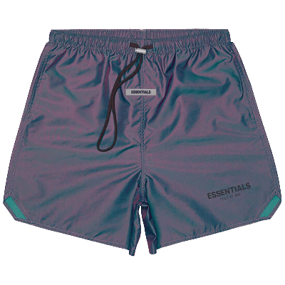 Pre-owned Essentials Fear Of God  Iridescent Nylon Running Shorts 'multicolor' In Multi-color