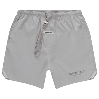 Pre-owned Essentials Fear Of God  Nylon Running Shorts 'silver Reflective'