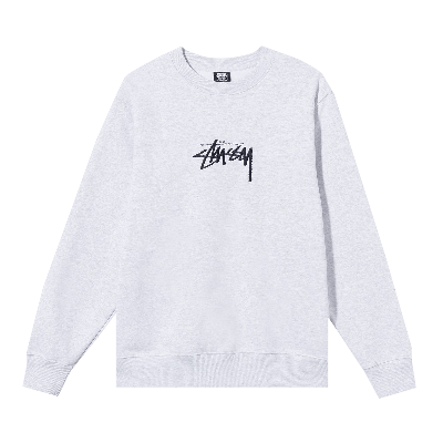 Pre-owned Stussy Stock Applique Crew 'ash Heather' In Grey