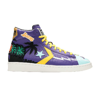 Pre-owned Converse Chinatown Market X Pro Leather High 'lakers Championship Jacket' In Purple