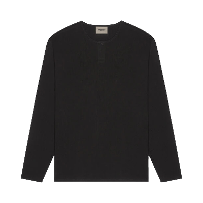 Pre-owned Essentials Fear Of God  Thermal Long-sleeve Henley T-shirt 'black'
