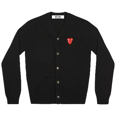 Pre-owned Comme Des Garçons Play Double Heart Cardigan 'black'