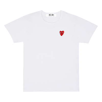 Pre-owned Comme Des Garçons Play Double Heart T-shirt 'white'