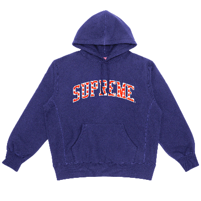Pre-owned Supreme Hearts Arc Hooded Sweatshirt 'washed Navy' In Blue