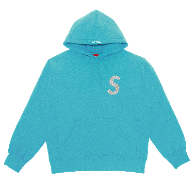 Pre-owned Supreme X Swarovski S Logo Hooded Sweatshirt 'light Aqua' In Blue
