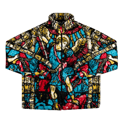 Pre-owned Supreme Saint Michael Fleece Jacket 'white' In Multi-color