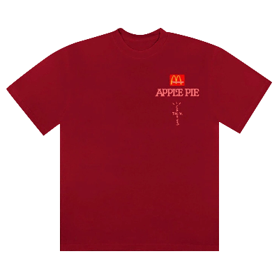 Pre-owned Cactus Jack By Travis Scott X Mcdonald's Apple Pie T-shirt 'cardinal' In Red