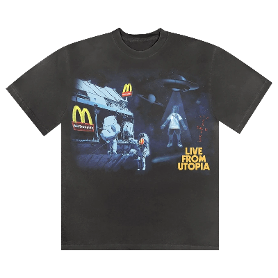 Pre-owned Cactus Jack By Travis Scott X Mcdonald's Live From Utopia T-shirt 'black'