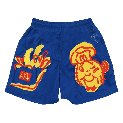 Pre-owned Cactus Jack By Travis Scott X Mcdonald's Illustration Shorts 'blue'