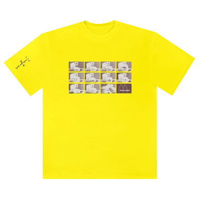 Pre-owned Cactus Jack By Travis Scott X Mcdonald's Menu Mono Logo T-shirt Ii 'safety Green' In Yellow