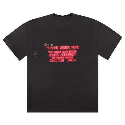 Pre-owned Cactus Jack By Travis Scott X Mcdonald's Order Here T-shirt 'black'