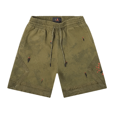 Pre-owned Cactus Jack By Travis Scott X Air Jordan Washed Suede Shorts 'medium Olive' In Green