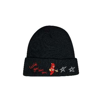 Pre-owned Cactus Jack By Travis Scott Astroworld Tour Wish You Were Here Beanie 'black'