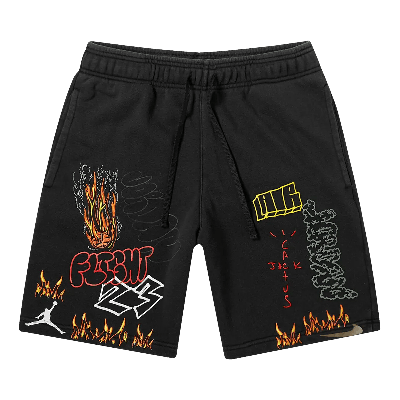 Pre-owned Cactus Jack By Travis Scott X Air Jordan Mj Fleece Short 'black'