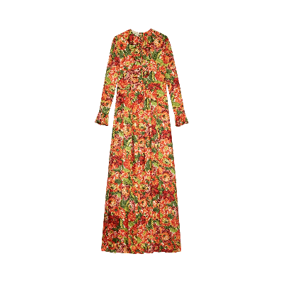 Pre-owned The North Face X  Silk Dress 'orange Floral' In Multi-color