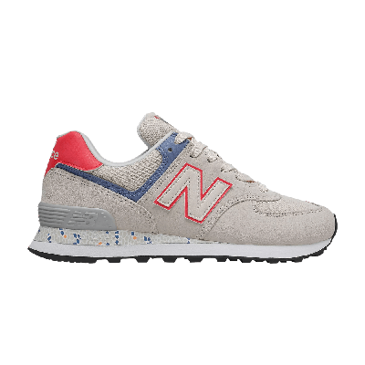 Pre-owned New Balance Wmns 574 'raw Silk Vivid Coral' In Cream