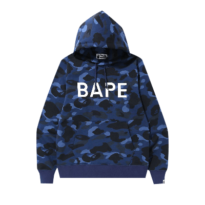 Pre-owned Bape Color Camo Pullover Hoodie 'navy' In Blue