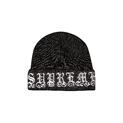 Pre-owned Supreme Old English Rhinestone Beanie 'black'
