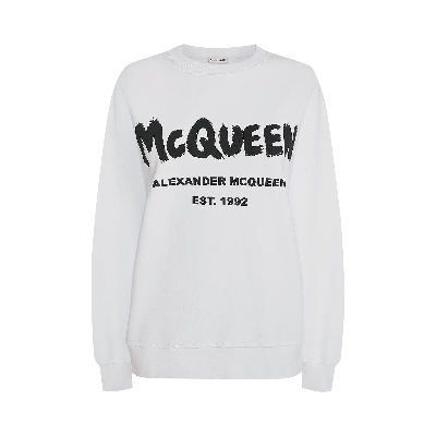 Pre-owned Alexander Mcqueen Graffiti Sweatshirt 'white/black'