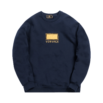 Pre-owned Kith X Versace Greek Key Crewneck 'navy' In Blue