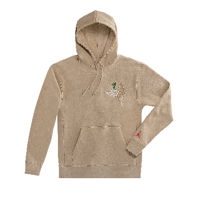 Pre-owned Cactus Jack By Travis Scott X Jordan Pullover Hoodie 'khaki/university Red' In Tan