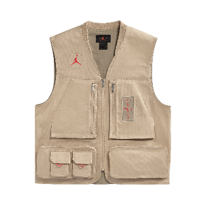 Pre-owned Cactus Jack By Travis Scott X Jordan Utility Vest 'desert/khaki/university Red' In Tan