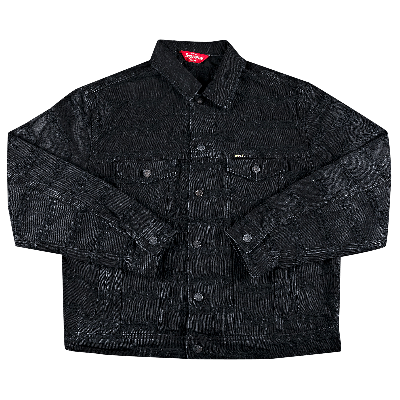 Pre-owned Supreme Frayed Logos Denim Trucker Jacket 'black'