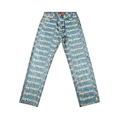 Pre-owned Supreme Frayed Logos Regualr Jean 'blue'
