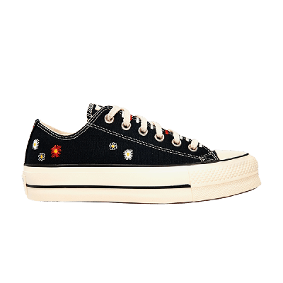 Pre-owned Converse Wmns Chuck Taylor All Star Lift Low 'daisy Embroidery - Black'