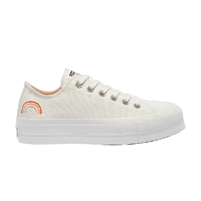 Pre-owned Converse Wmns Chuck Taylor All Star Platform Low 'summer Spirit - Sun And Rainbow' In White