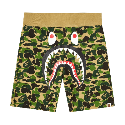 Pre-owned Bape Abc Camo Shark Sweat Shorts 'green'