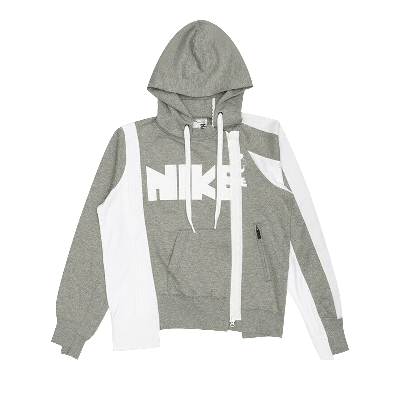 Pre-owned Nike X Sacai Double-zip Hoodie 'dark Grey Heather/white'
