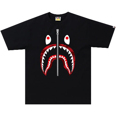 Pre-owned Bape Color Camo Shark Tee 'black/red'