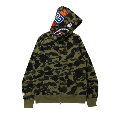 Pre-owned Bape 1st Camo Shark Full Zip Hoodie 'green'