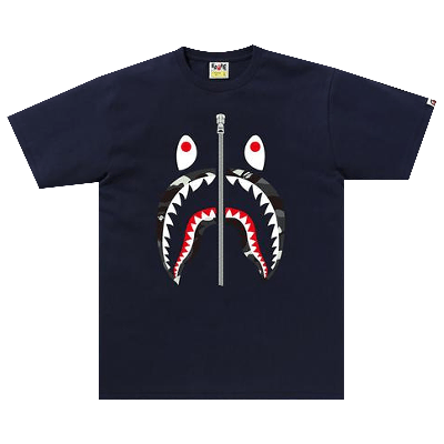 Pre-owned Bape City Camo Shark Tee 'navy' In Blue