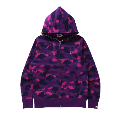 Pre-owned Bape Color Camo Ape Head One Point Full Zip Hoodie 'purple'