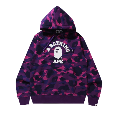 Pre-owned Bape Online Exclusive Color Camo College Pullover Hoodie 'purple'