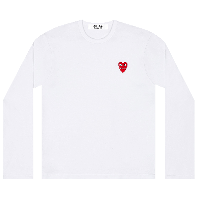 Pre-owned Comme Des Garçons Play Double Heart Long-sleeve T-shirt 'white'