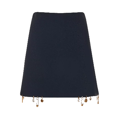 Pre-owned Versace Charm-embellished Satin Mini Skirt 'black'