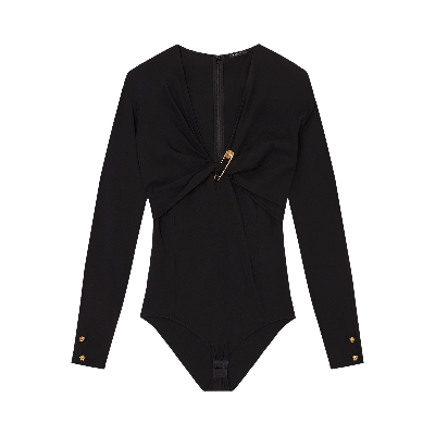 Pre-owned Versace Safety Pin Bodysuit 'black'