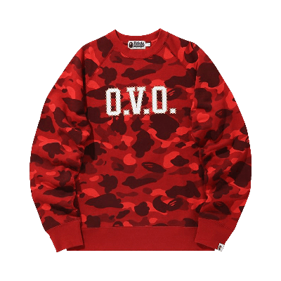 Pre-owned Bape X Ovo Color Camo Crewneck 'red'