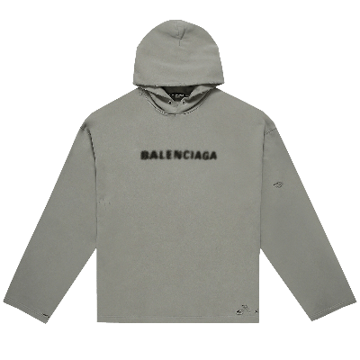 Pre-owned Balenciaga Blurry Logo Hoodie 'steel Grey/black'